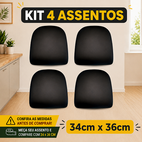 KIT  4 Assentos Retos Almofadados 34cm x 36cm