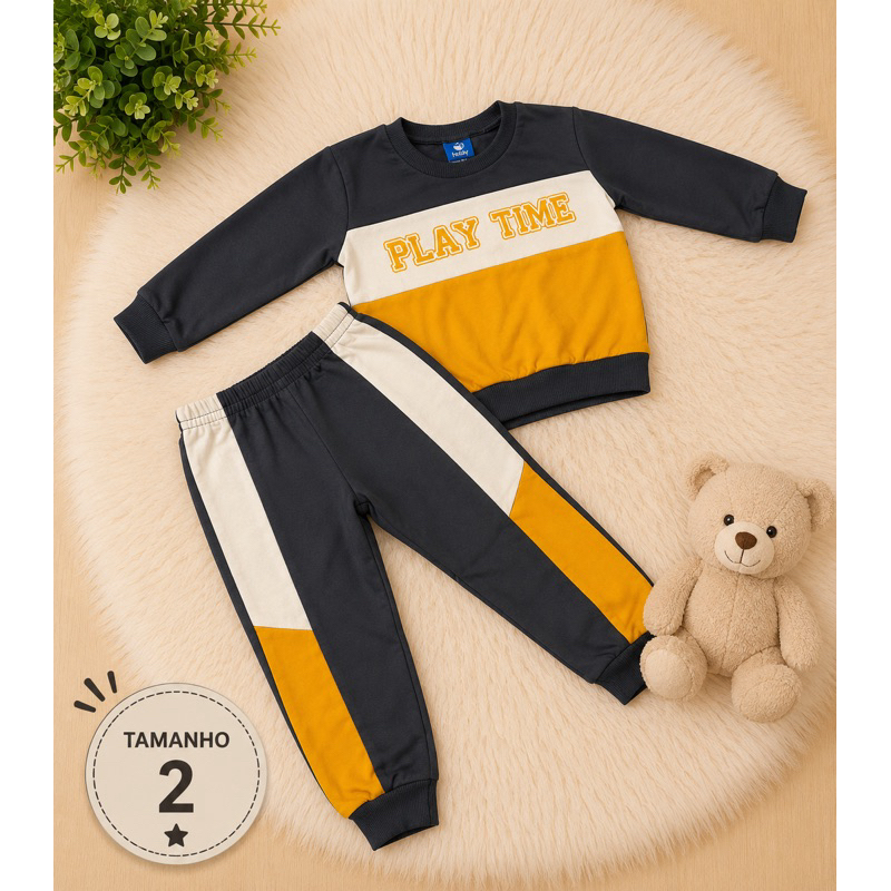 Conjunto Infantil Menino Moletom Play Time Menino Inverno Tamanho 2