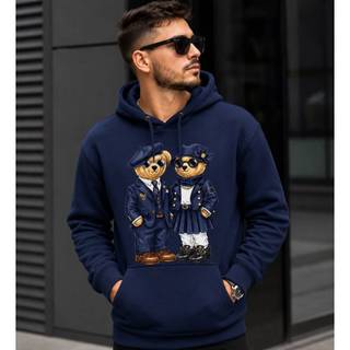 Moletom Urso Polo Wear Casal Com Capuz Masculino Casual Básico Inverno