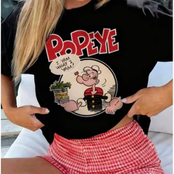 Camiseta Premium P ao G5 Plus Size 100% Algodão Desenho Popeye Retrô Vintage Streetwear Unissex