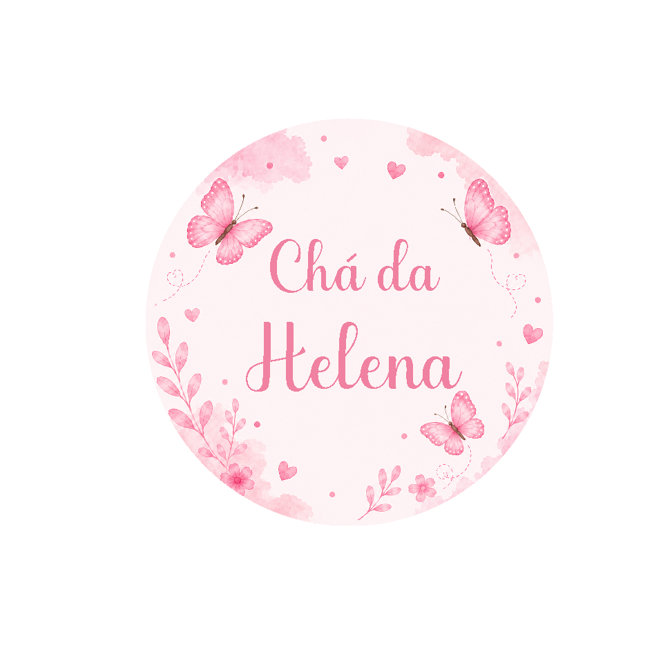 50 Adesivos p/ chá de bebê, PERSONALIZADO COM NOME,  Lembrancinhas, Aniversário, borboletas rosa.