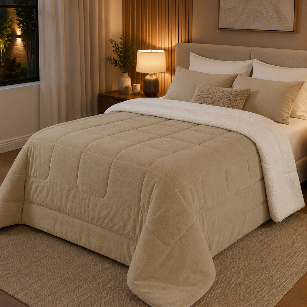 Coberdrom Casal Queen Sherpa Carneiro Dupla Face Soft Cobertor Quentinho Premium