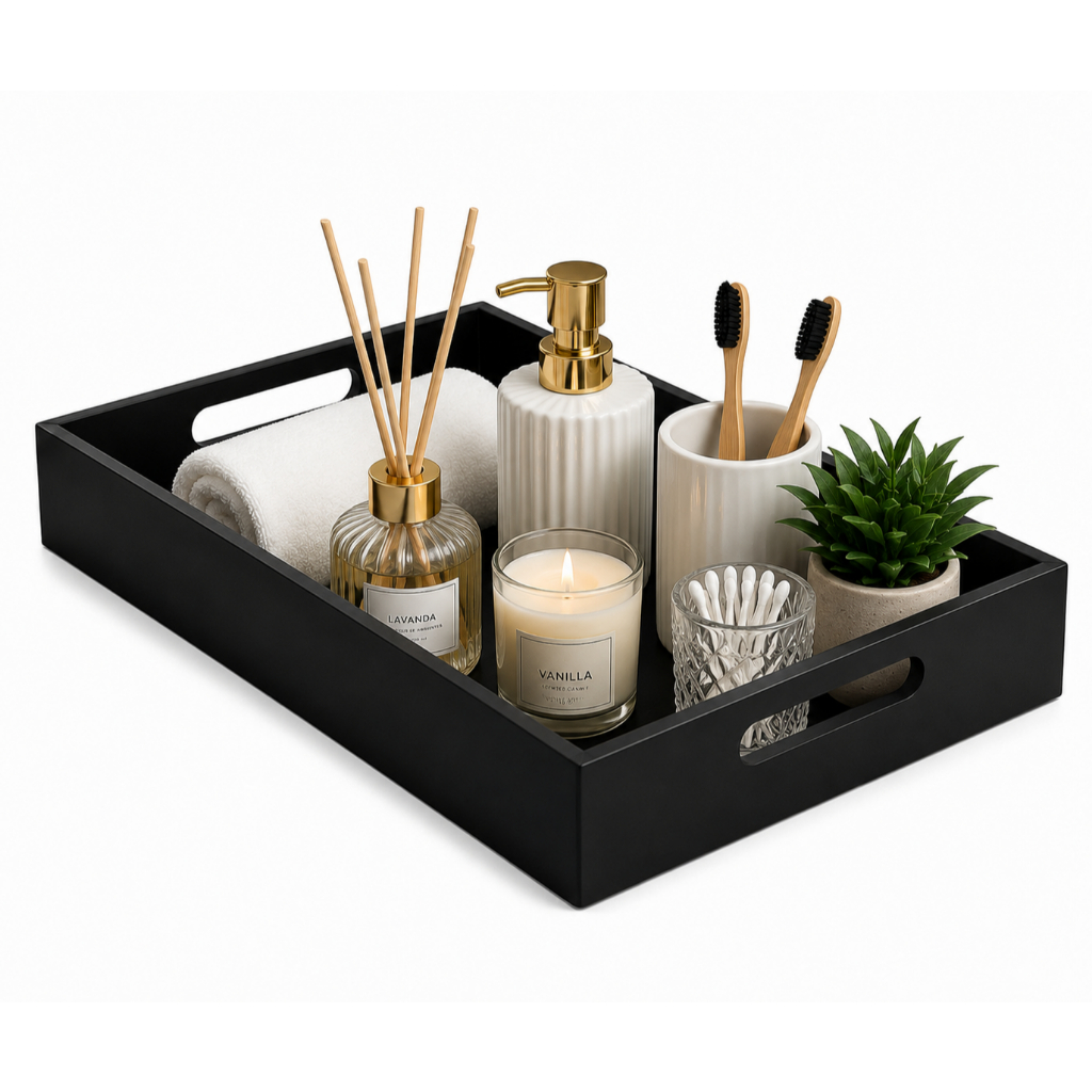 Bandeja para Organizar Banheiro Lavabo Multiuso Maquiagem Cantinho do Café da Manhã 35x25x5 MDF