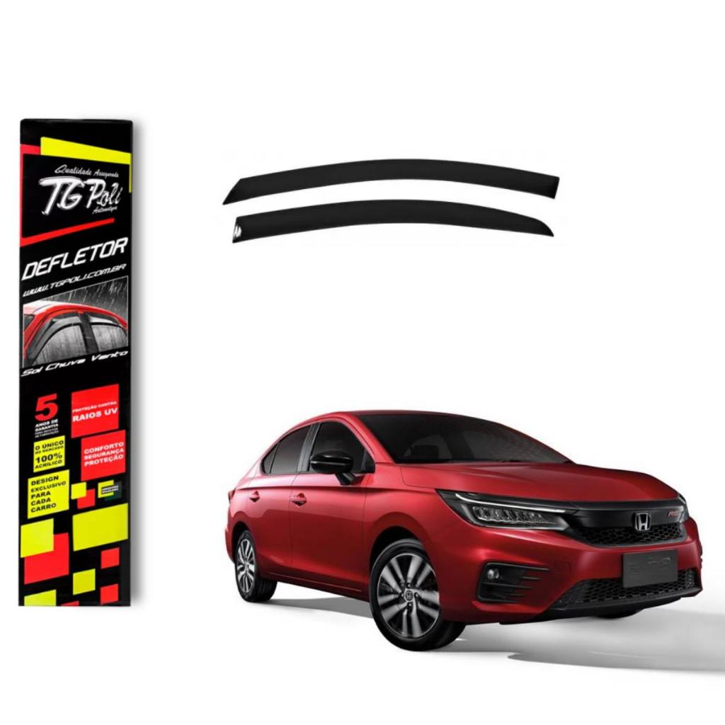 Calha de Chuva Honda City 2015 a 2021 4 portas TG Poli Defletor Portas Protetor Janelas Fumê