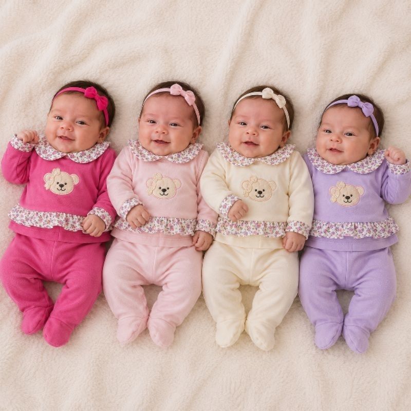Pagão Bebê menina e menino 0 a 3 Meses – 4 Conjuntos Maternidade Enxoval