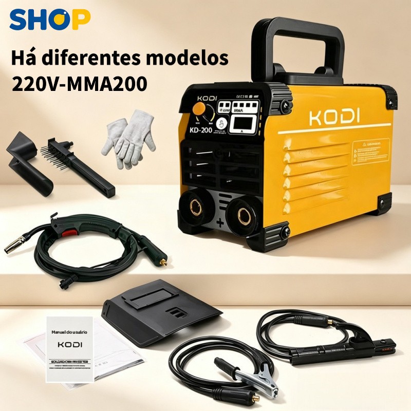 Máquina de Solda Multifuncional 5 em 1 Sem Gás Portátil, MIG/MMA/TIG Bivolt com Display Digital - D13