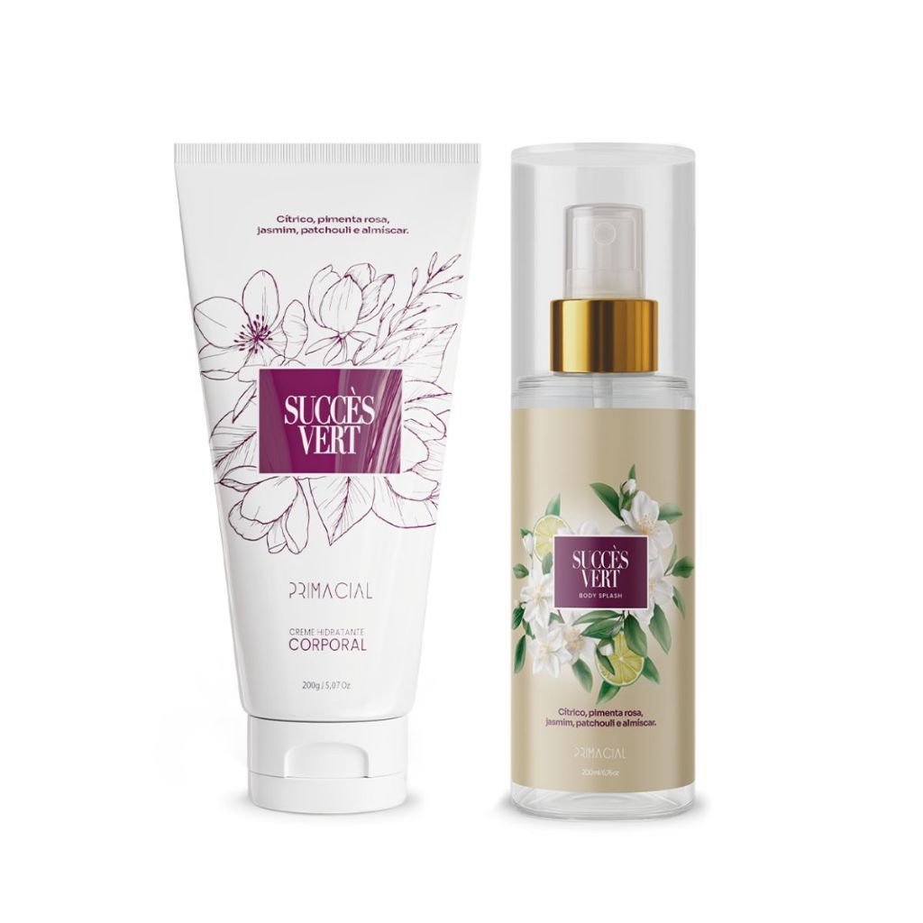 KIT FEMININO COM CREME HIDRATANTE SUCCES VERT + BODY SPLASH SUCCES VERT 200ML BY PRIMACIAL