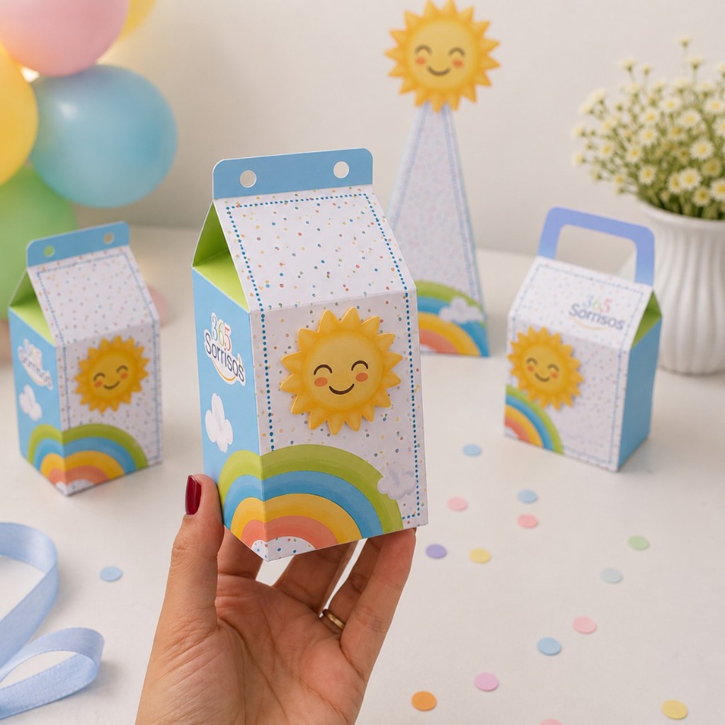 Caixinhas 365 SORRISOS - Caixinhas para decoração e lembrancinha de aniversário - Pronto para Montar