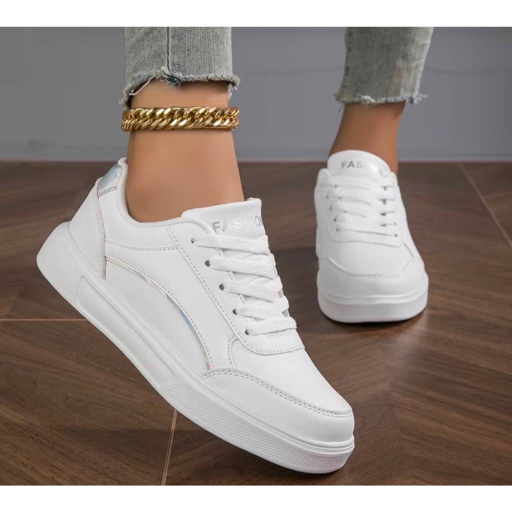 Tênis Branco  Casual Feminino Confortável e Leve para Dia a Dia  Estiloso Versátil Moderno Passeio