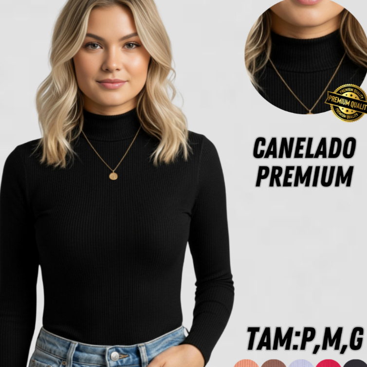 KIT 2 Blusa Feminina De Frio Gola Alta Canelada Manga Longa Conforto e Estilo para Todas as Estações