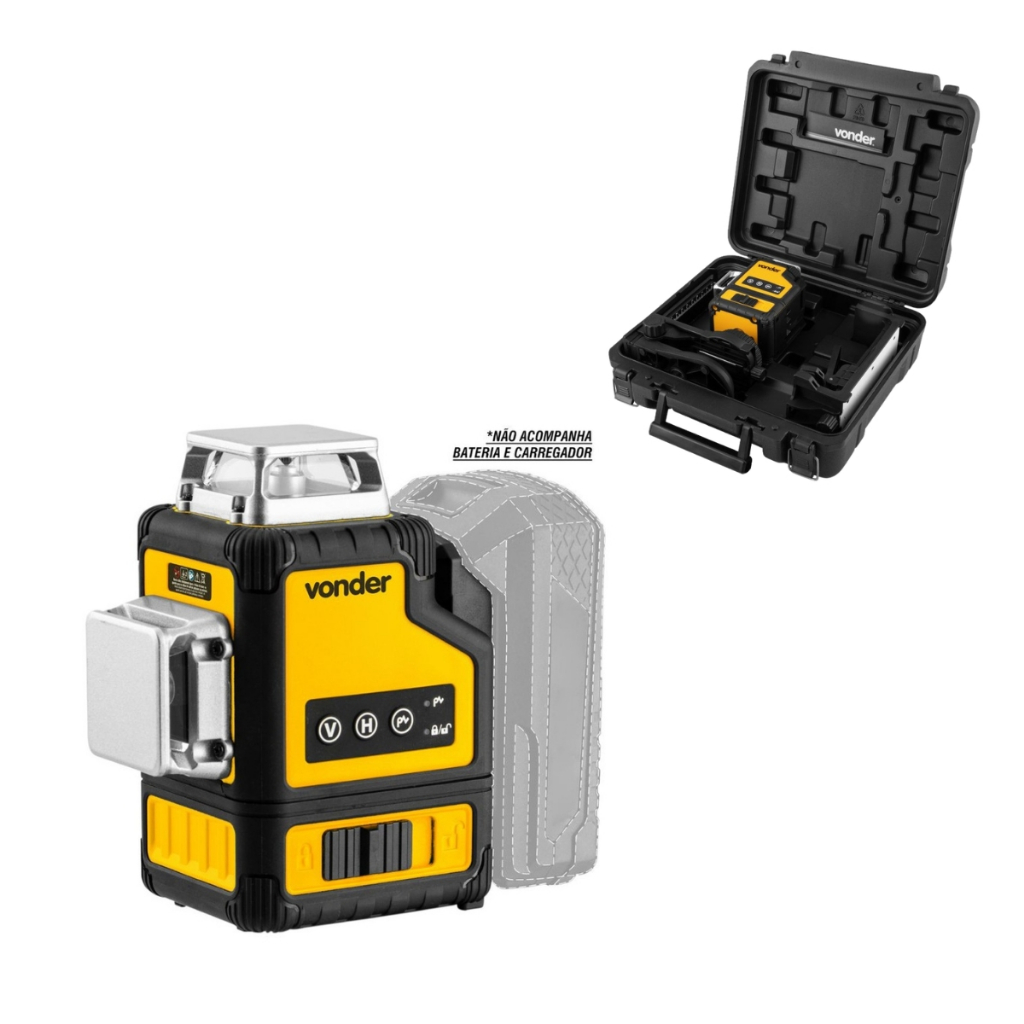 Nível Laser 30m 18V INLV1854 com Laser Verde sem Bateria e Carregador Vonder