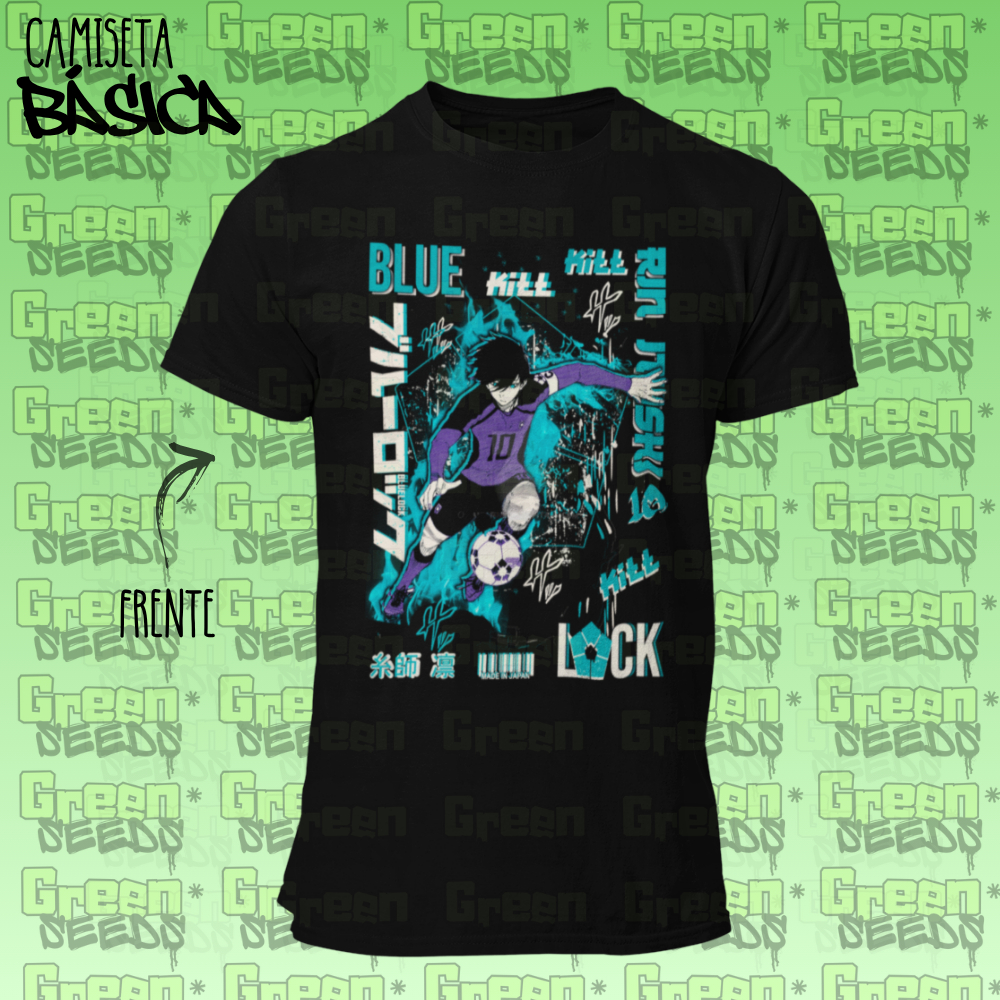Camiseta Blue lock Itoshi Rin Mangá Geek Futebol Camisa Blusa Unissex Masculino Feminino 100% Algodão Adulto e Infantil