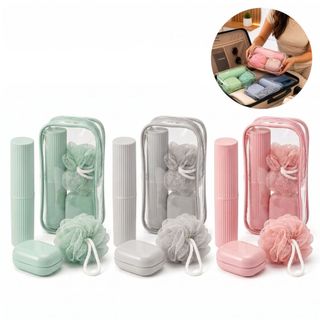 Kit Viagem Higiene Pessoal Bolsa Necessarie Porta Escovas Saboneteira Esponja Banho