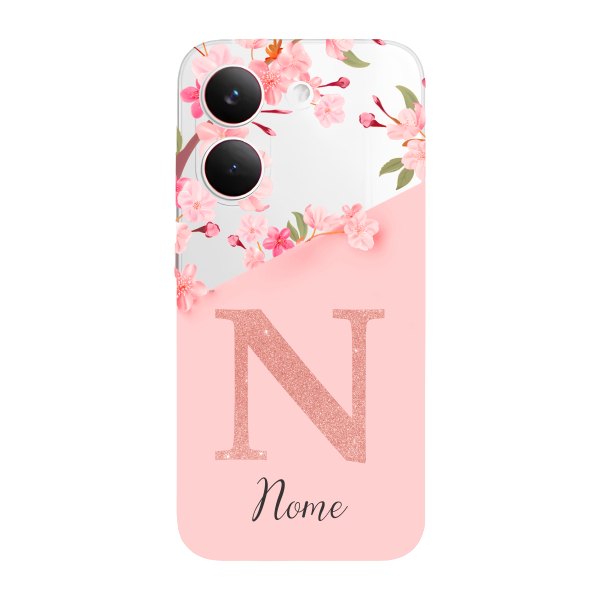 Capinha para Xiaomi Poco X8 Pro Anti Impacto Personalizada - Delicate Flowers Rosa com nome e inicial