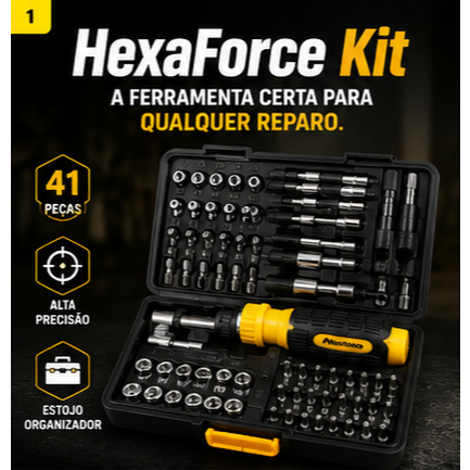 HexaForce Kit Jogo de Chaves Intercambiáveis 41 Peças Kit Ferramentas de Precisão com Soquetes Bits Torx Allen Phillips