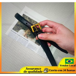 Cinto Feminino de Couro PU com Fivela Moderna 100cm