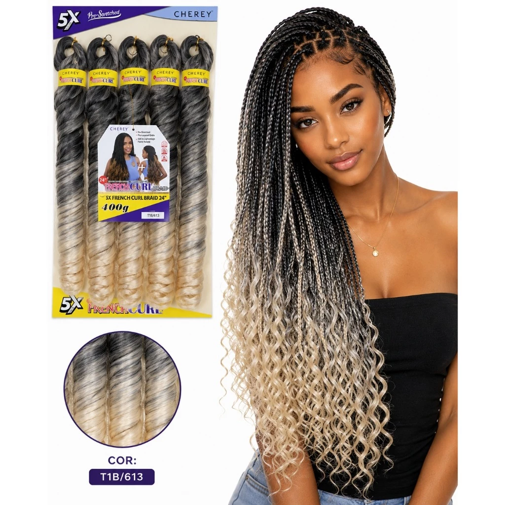 Cabelo Para Tranças Com Pontas Onduladas French Curl Premium — imagem 1