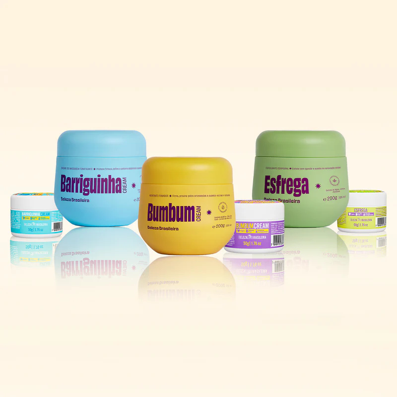 Kit Trio Cuidado Diário Beleza Brasileira Bumbum Cream, Barriguinha Esfrega + Travel Size