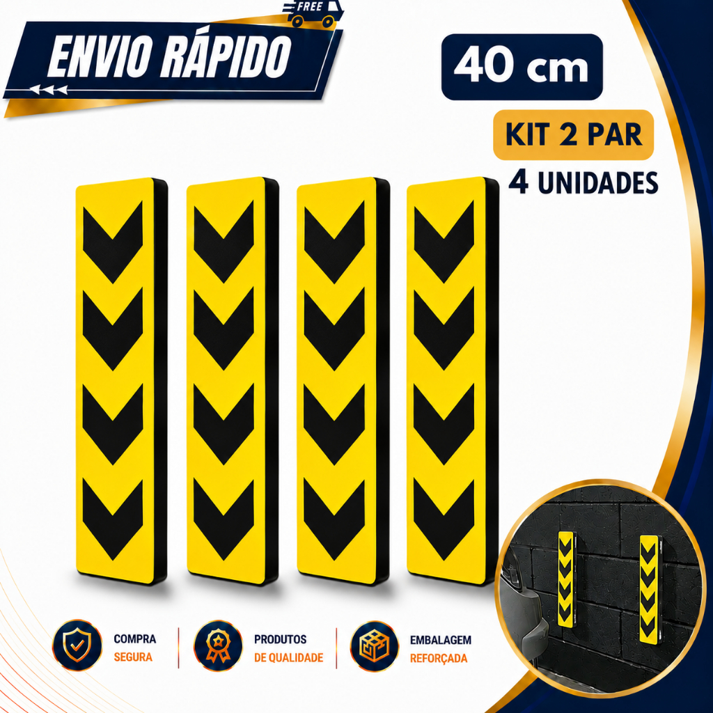 Kit 04 Protetor Para Choque Eva Segurança Carros Estacionamentos Garagem Parede