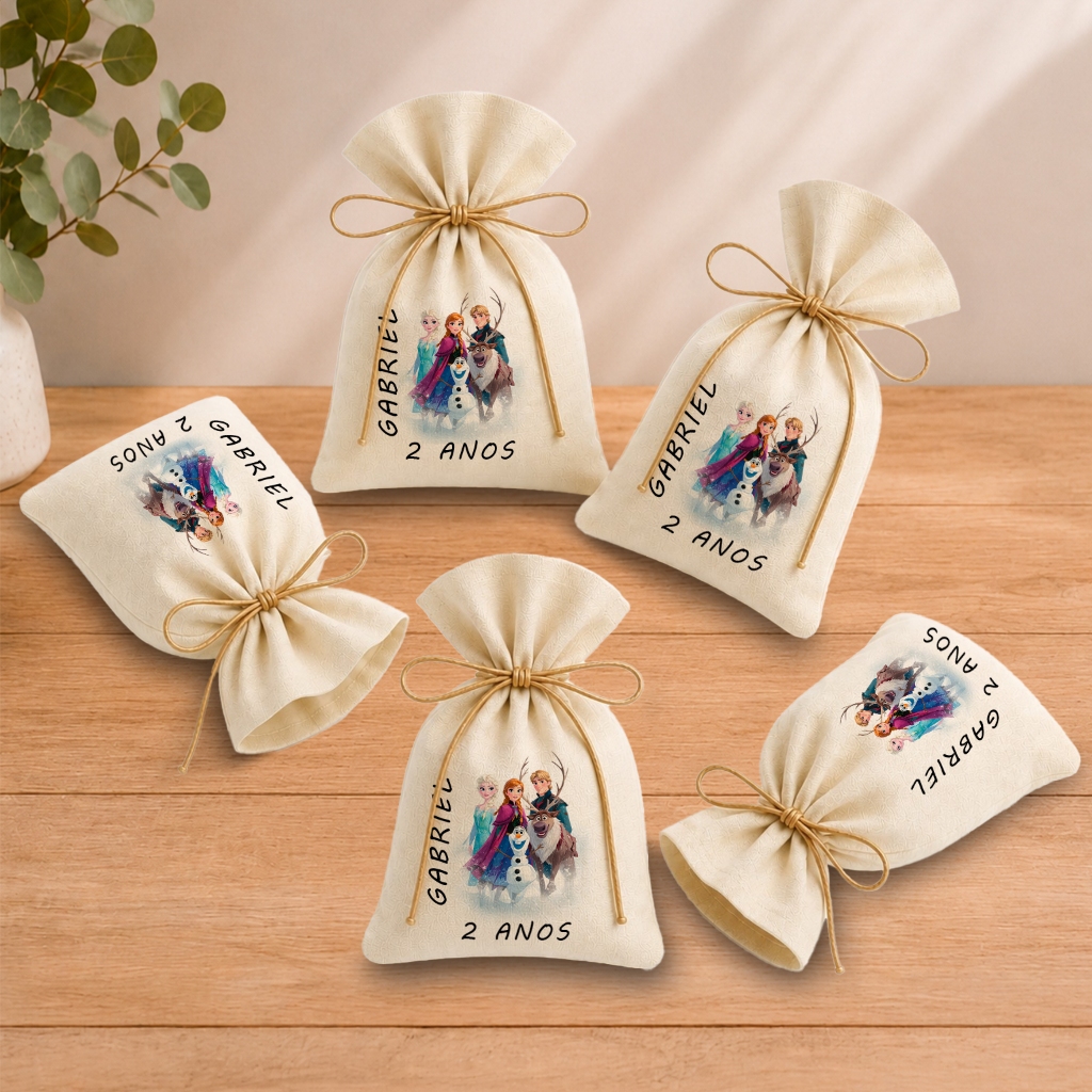 Kit 20 Saquinhos Lembrancinha Personalizada Festa Infantil Aniversário Frozen M1 11x17