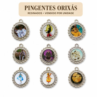 Pingente Orixás Resinado 2,5x3cm em Metal Zamac para Guias Chaveiros Colares Artesanato Religioso