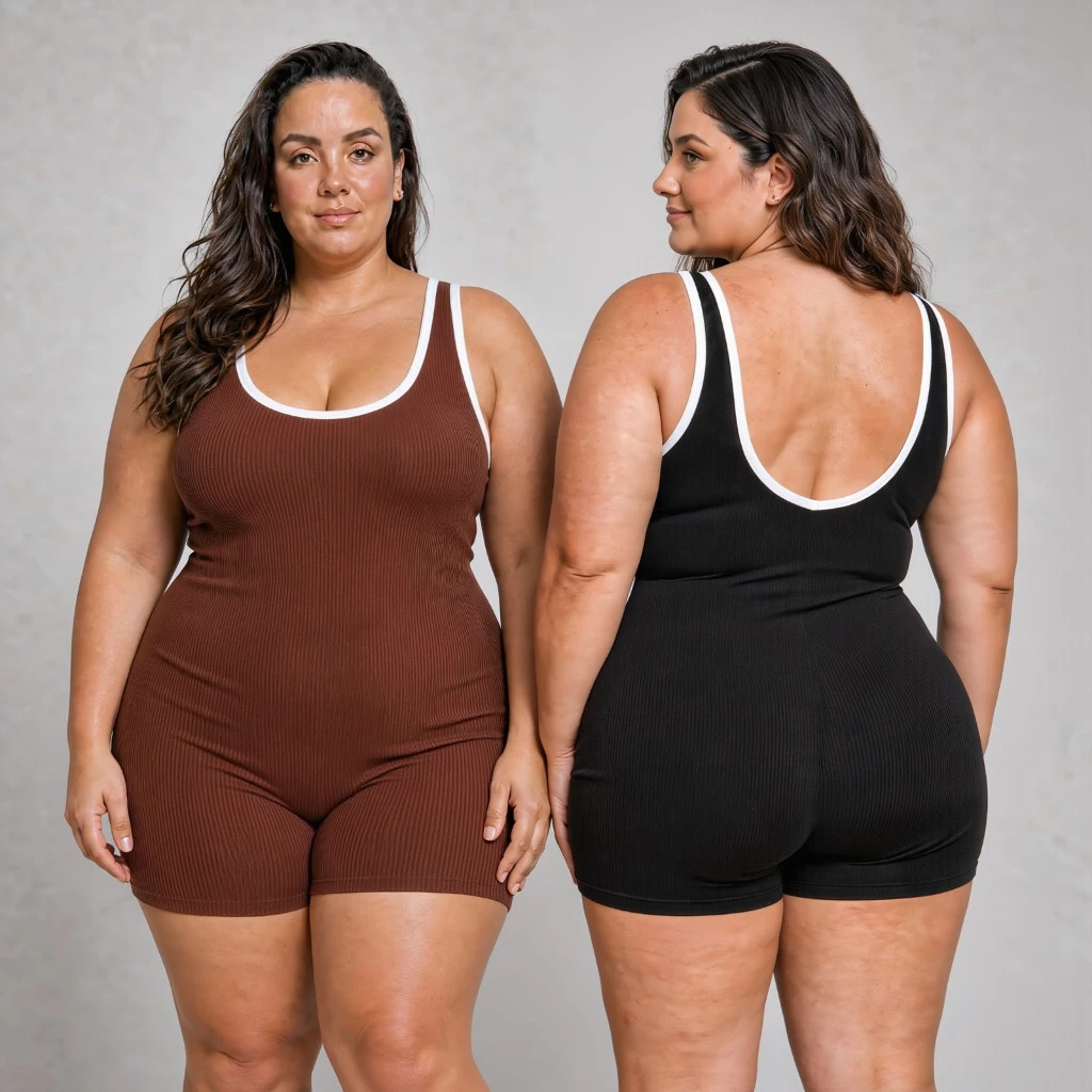 Kit 2 Macaquinhos Plus Size Regata Bicolor