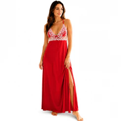 Camisola Longa Nadadora Bicolor Renda Premium Conforto Feminino Sensual Delicada Fenda Sofisticada