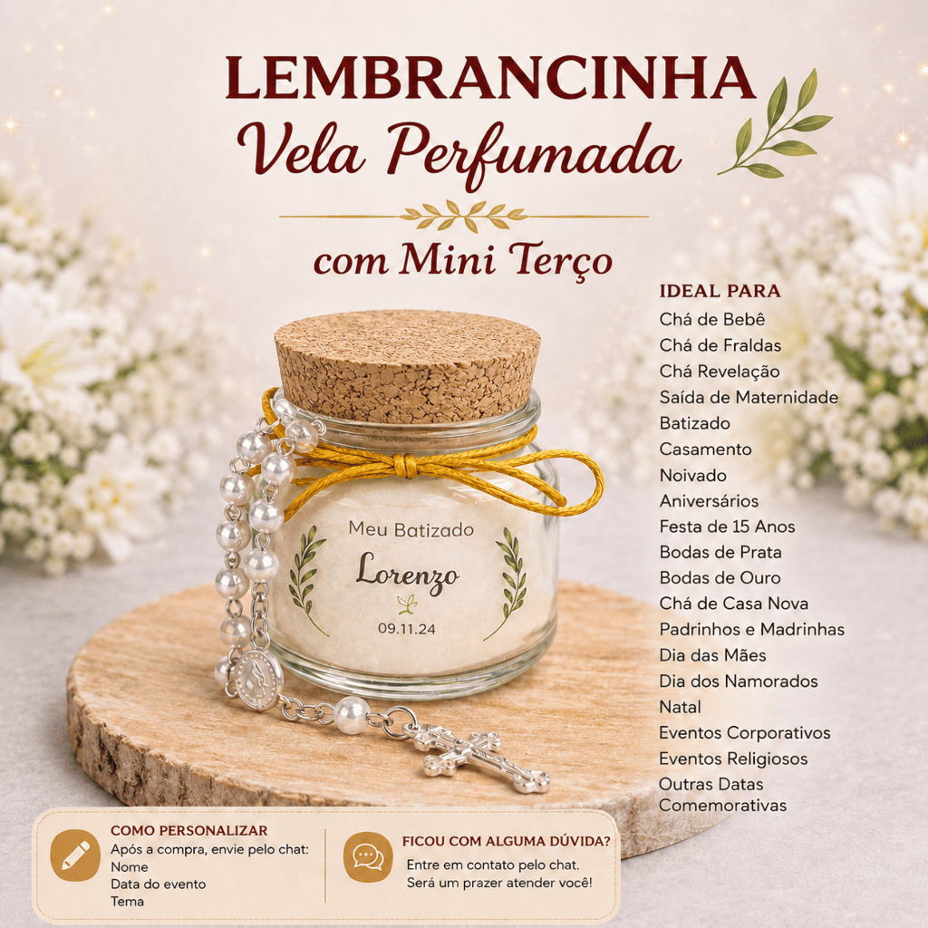 10 Lembrancinhas Primeira Eucaristia Personalizadas | Mini Terço ou Lembrança Religiosa-Espirito Santo