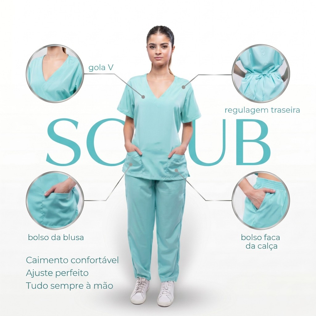 Scrub Pijama Hospitalar Cirúrgico Premium Oxford com Elastano