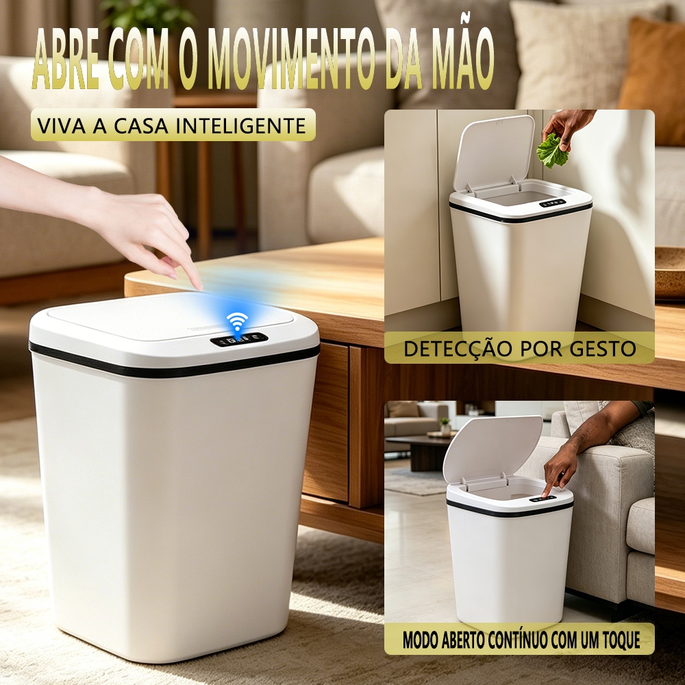 Lixeira com Sensor Automático 16L Recarregável Abertura Inteligente para Cozinha Banheiro Quarto Escritório — foto 6