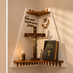 Oratório de Canto Com Espirito Santo Frase Tudo Posso Naquele Que Me Fortalece