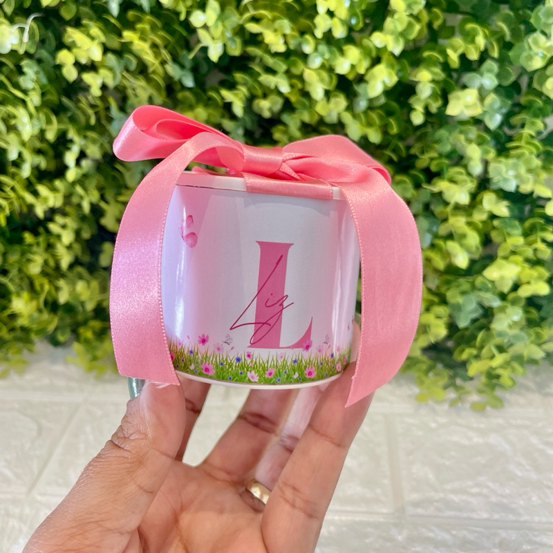 Kit Tubo Lata Personalizada Lembrancinha Festa Infantil Jardim Borboleta Aniversário Jardim Flores 5x6
