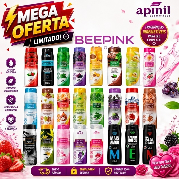 Kit 10 Sabonetes Íntimos Femininos Apinil 200ml