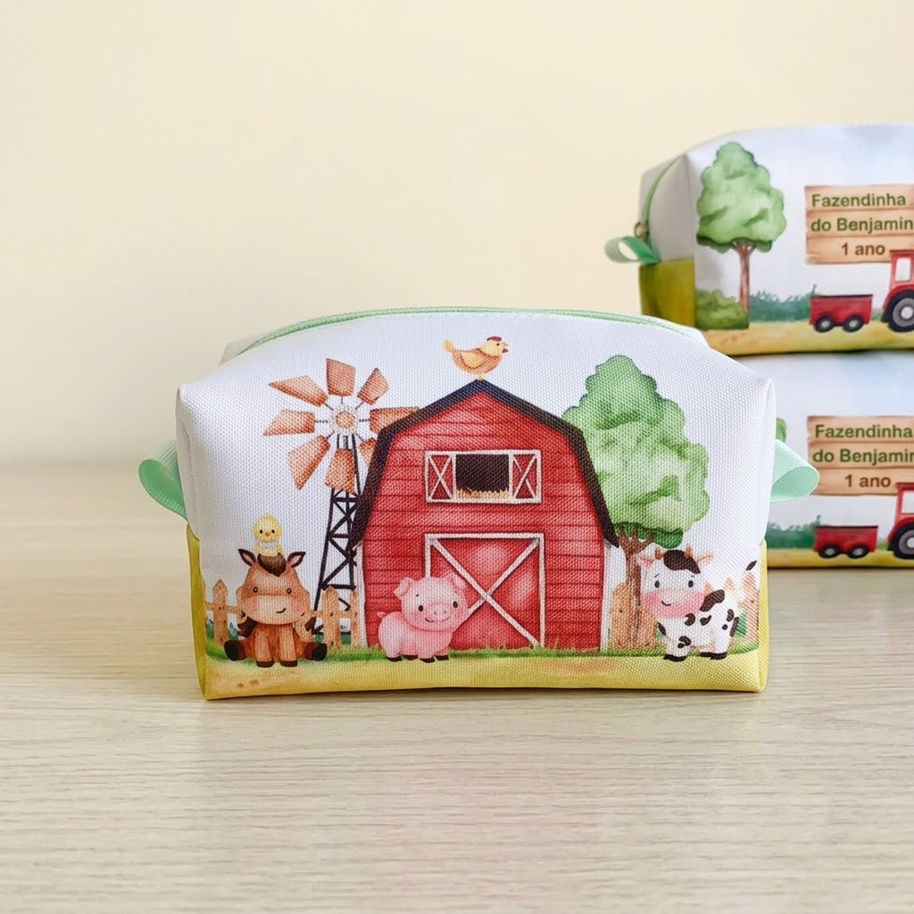 30 Bolsinhas Necessaire Personalizada lembrancinhas aniversário Box P Tema Fazendinha