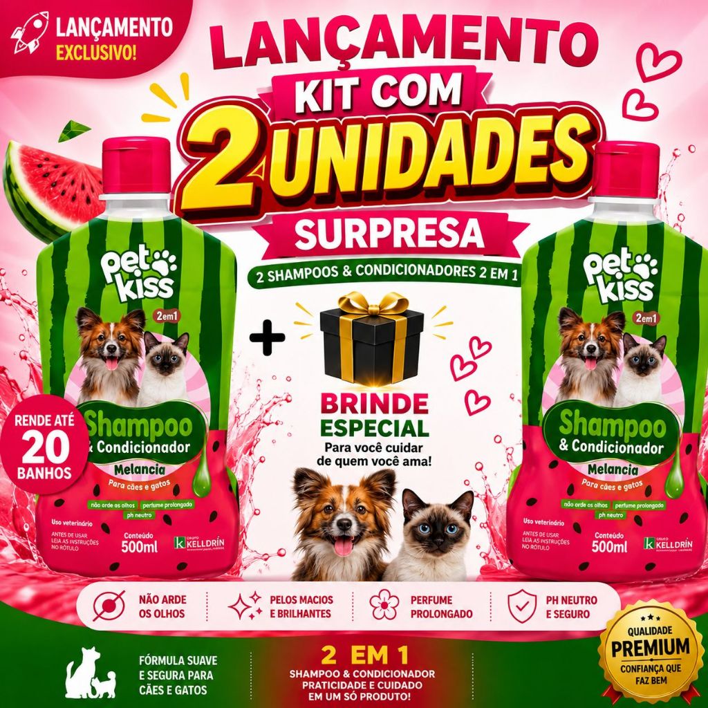 Kit C/ 1 Litro 2 Frascos Shampoo E Condicionador Melancia 2 Em 1 Novo da Kelldrin 500ml LANÇAMENTO