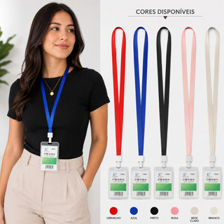 Porta Crachá com Cordão – Ideal para Cartão de Identificação, Trabalho, DGE e Transporte Escolar