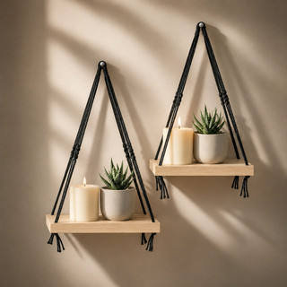 Kit 1 Até 4 Mini prateleiras de Madeira Nicho Para Plantas de Parede Estante Decorativa Tendência