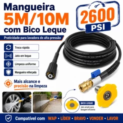 Bico Curto c/ Mangueira de Engate Rápido e Registro para Lavadora WAP Líder, Bravo, Vonder e Karcher Rosca M22