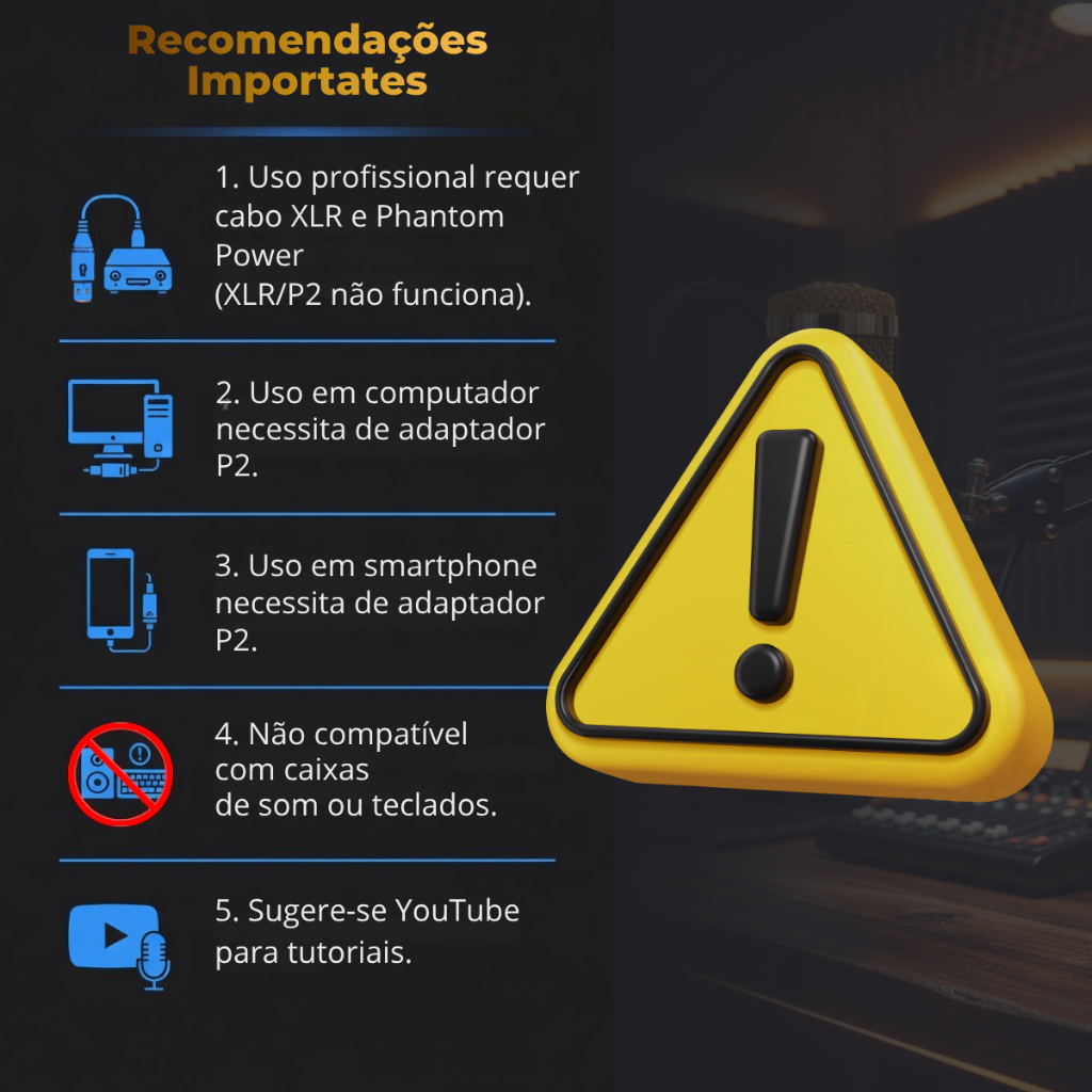 Microfone Condensador Profissional para estúdio de gravação Podcast · foto 2