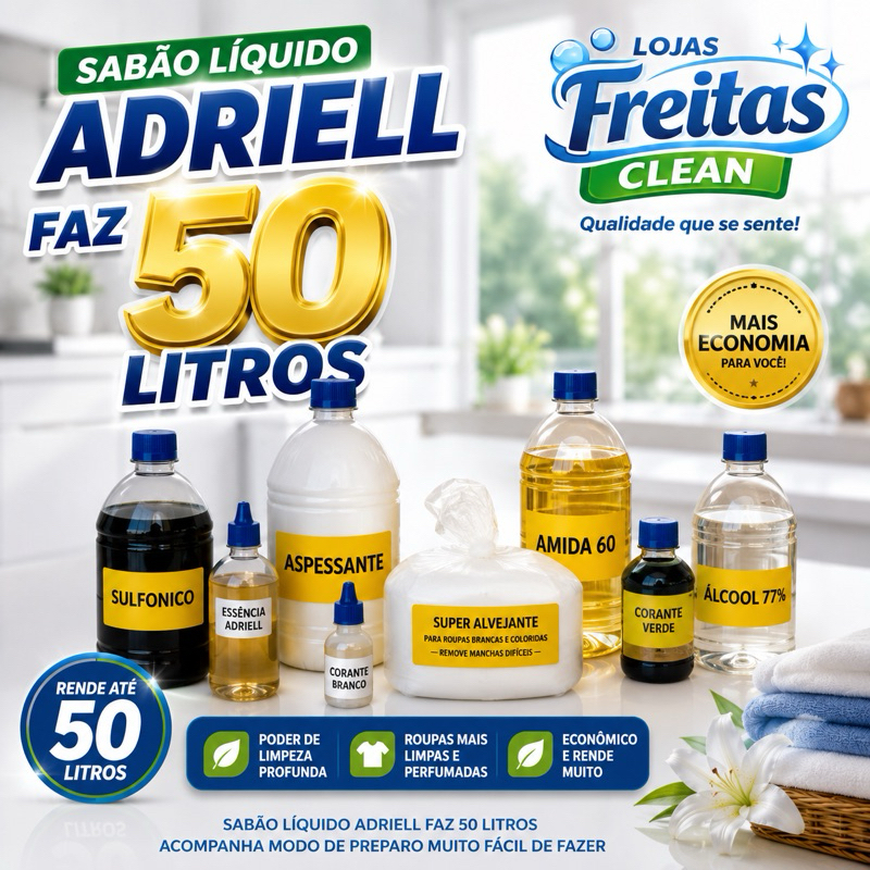 Sabão Líquido Faz Até 50 Litros Kit P/ Fábricação / Adriell / Mix Limp