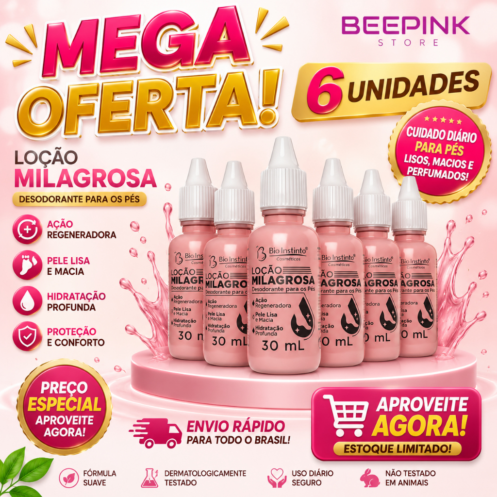 kit 6 Unid Hidratante Loção Milagrosa Desodorante Pés e Mãos 30ml - Bio instinto