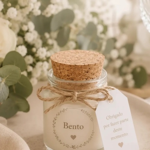 Lembrancinha Vela Aromática Maternidade com Laço Personalizada c/ Tag, 40g, 10 Unidades