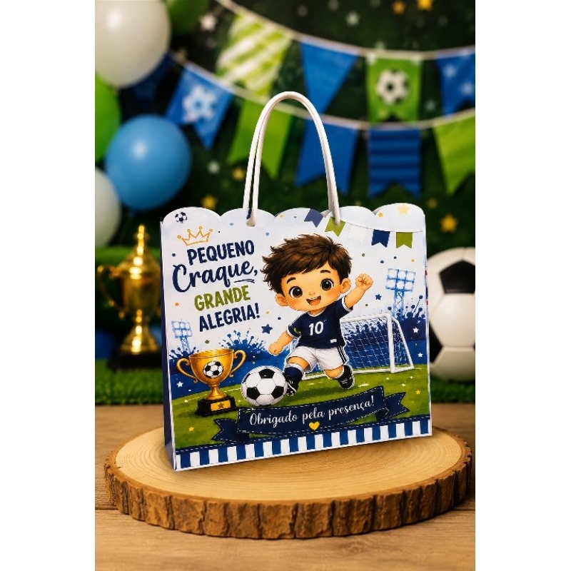 Sacolinha Personalizada Futebol – Lembrancinha de Aniversário | Tema Craque/Festa Futebol