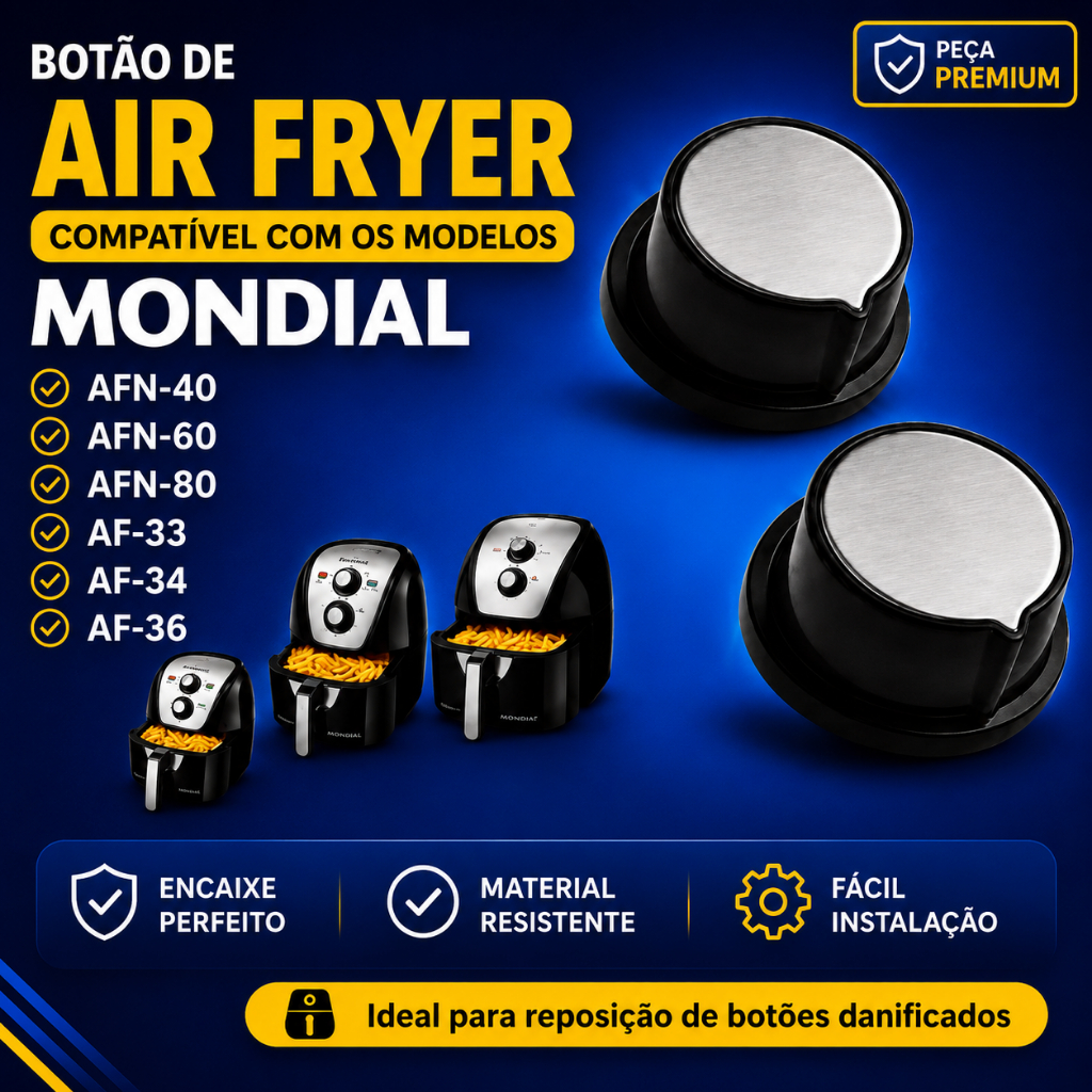 Kit 2 Botões Timer Air Fryer Mondial Peça de Reposição Original Compatíve