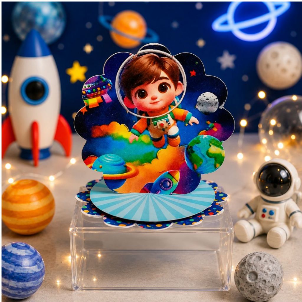 Aplique Painel 3D, Tag Personalizada Da ASTRONAUTA Lembrancinha/MIMO/ de Festa Infantil