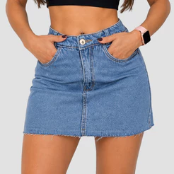 Mini Saia Jeans Com Brilho Sem Barra