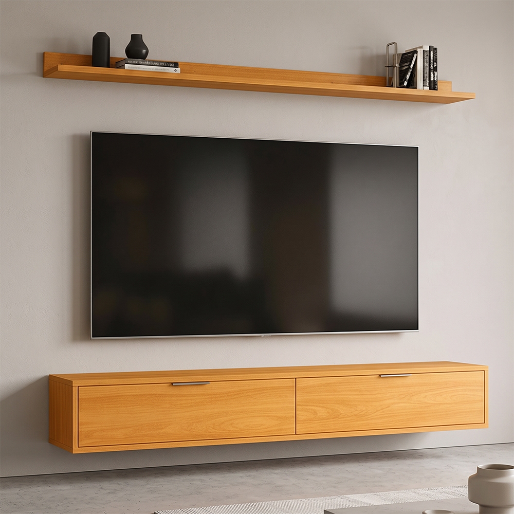 Rack Tv 65 Pol. Suspenso 160cm 2 Portas Lila Cinamomo Z49   - Mpozenato
