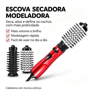 Escova Secadora Modeladora 2 Cabeçotes Intercambiáveis