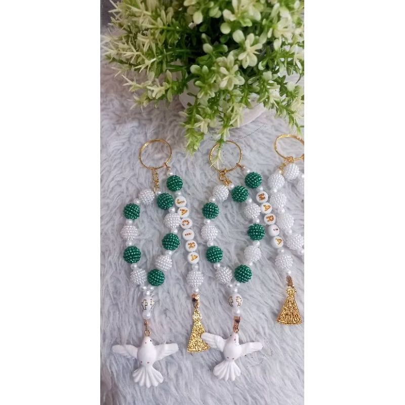 8  Mini Terço Chaveiro Personalizado com Nome | Lembrancinha Religiosa Batizado e Comunhão