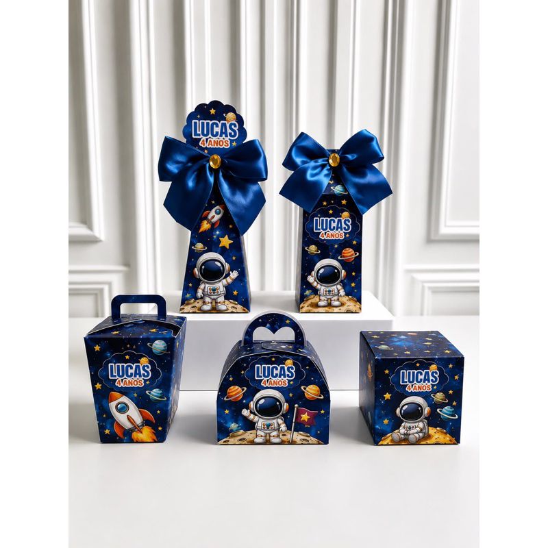 Kit Caixas Personalizadas Astronauta menino - Lembrancinha Festa Aniversário Infantil - Qualquer Tema